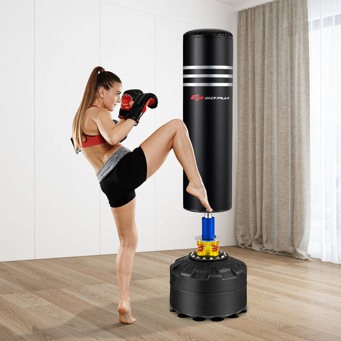 Sac De Boxe Autoportant 178 Cm Et 100 Kg Goplus, Avec 12 Amortisseurs De Base A Ventouse