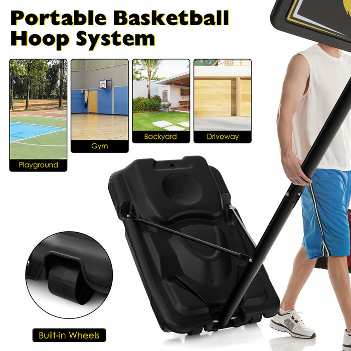 Panier De Basket-ball Portable, Reglable De 130 A 305 Cm, Roues Et Base Rechargeable, Resistant Aux Intemperies, Pour Jouer En Interieur Et En Exterieur, Pour Enfants, Adolescents Et Adultes
