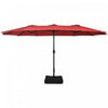 Costway 15 Ft Patio Double Sided Umbrella Outdoor Market Umbrella Burgundy