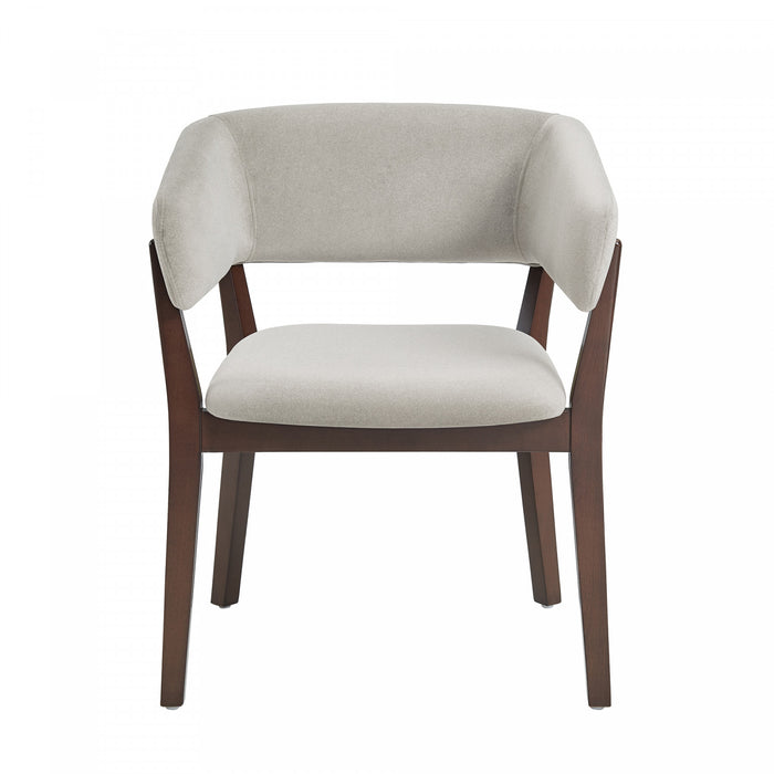 Fauteuil Blake moderne en bois avec effet mohair synthetique, coloris grege