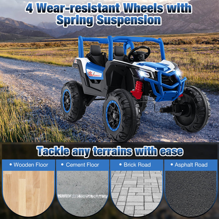 Costway 24v Kids Ride Sur Utv Avec 4 X 100w Puissant Moteur Telecommande Haute/basse Vitesse Marine
