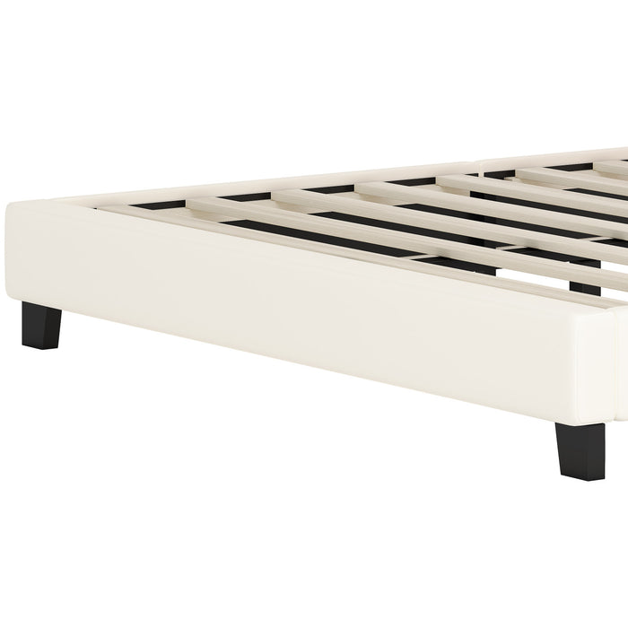 Lit Princesse Judson Tapisse Avec Tete De Lit En Forme De Couronne Et Cadre Plateforme En Pu, Taille Full, Creme