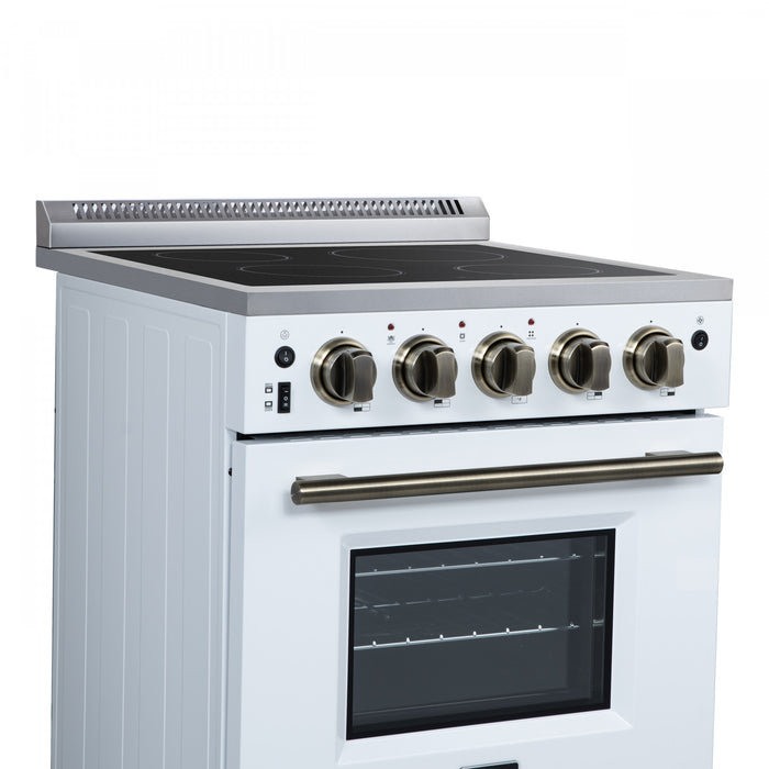 Cuisiniere electrique Loiano de 24 po en blanc, 2,3 pi³ avec tiroir de rangement - FFSEL6099-24WHT
