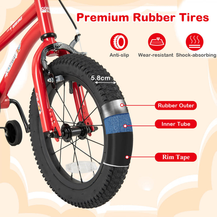Velo Costway 18 Pouces Pour Enfants De 4 A 8 Ans Avec Selle Reglable Et Guidon Antiderapant Rouge
