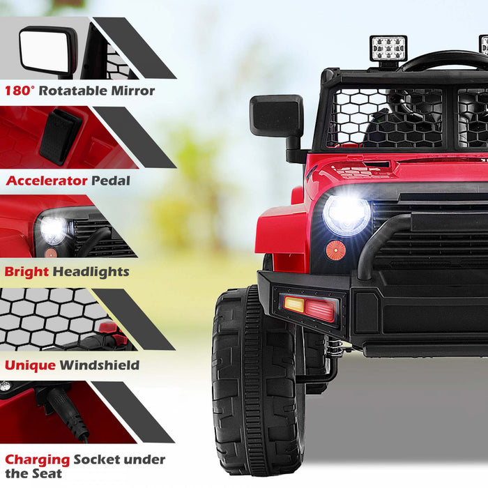Costway 12v Enfants Roulent Sur La Telecommande De Vehicule Electrique De Voiture De Camion Avec La Musique Et Le Rouge Clair