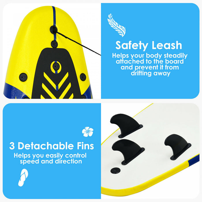 Costway – Planche De Surf De 6’’ A 3 Derives & Leash Pour Enfants, Adultes