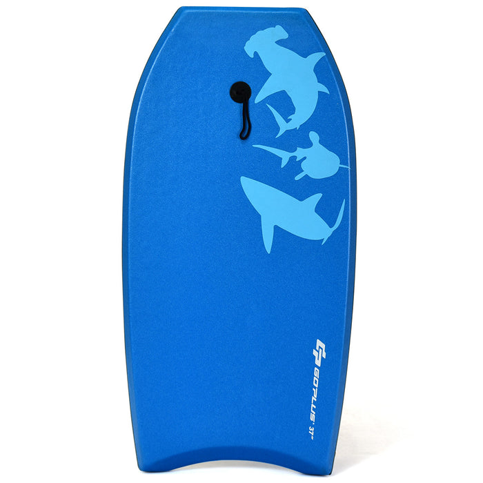 Planche De Bodyboard Surf 37 Pouces (93 X 48 X 6 Cm) Avec Sangle De 93 Cm Et Motif Requin Bleu Pour Debutant Enfant Adulte Xpe+hdpe 0.7kg