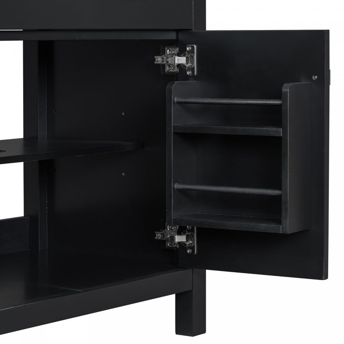 Meuble de salle de bain double moderne Felix 60 pouces avec lavabo ceramique et rangement, noir