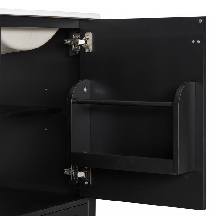 Meuble de salle de bain compact moderne Harper 20 pouces avec lavabo ceramique, noir