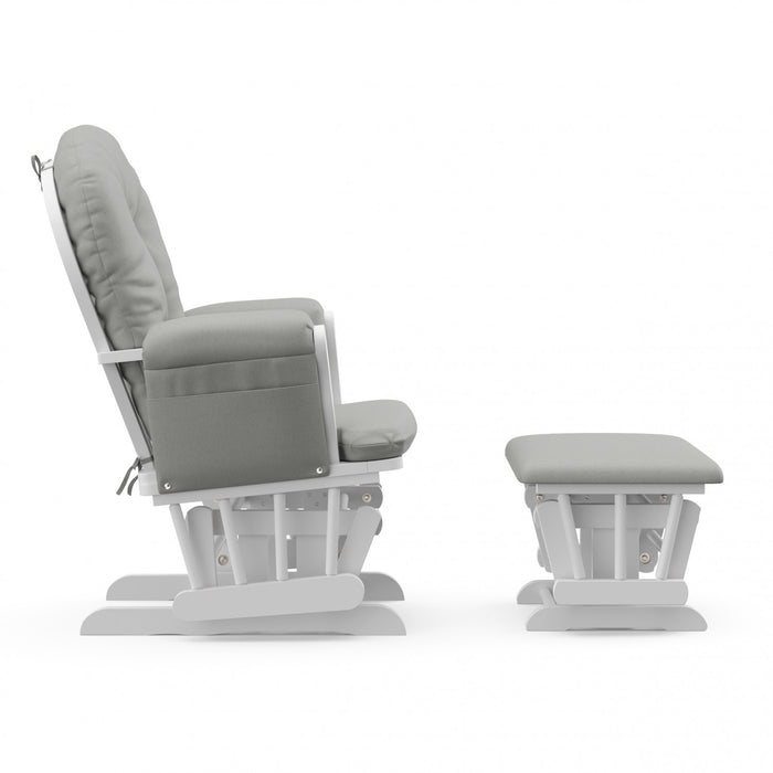 Storkcraft Hoop Fauteuil bercant et pouf - Blanc avec gris clair