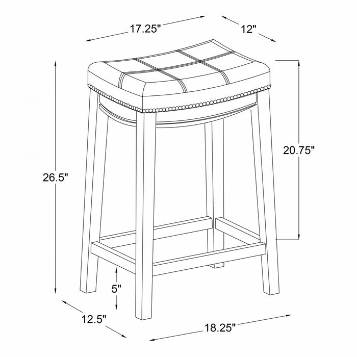 Tabouret Claridge de hauteur comptoir en similicuir noir et sans dossier - ensemble de 2
