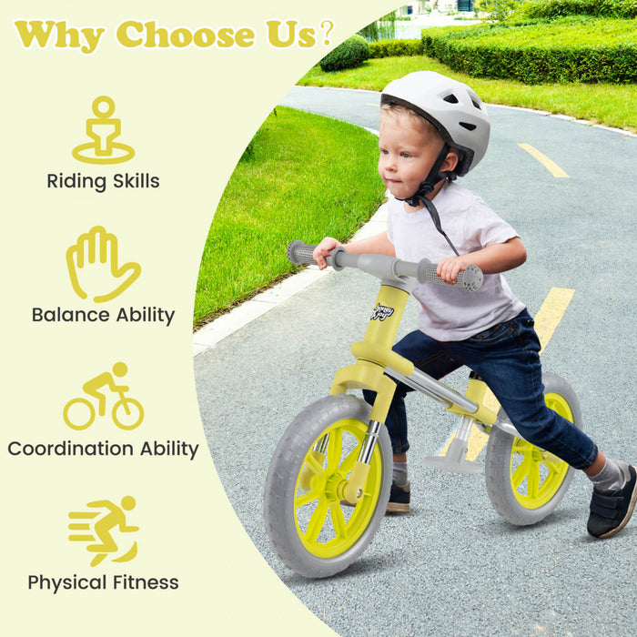 Honeyjoy 12\" Equilibre Velo 2 Roues Velo Pour Enfants Avec Siege Reglable Vert