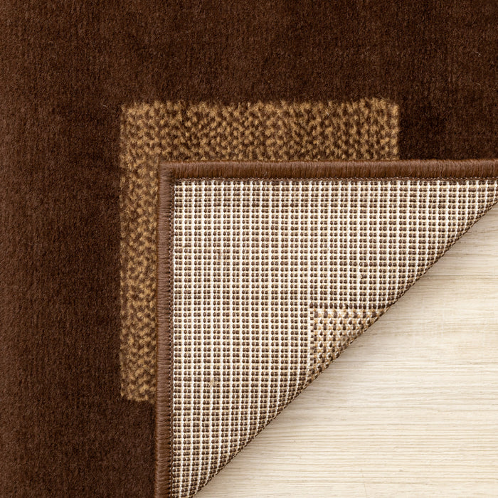 Tapis Florence a carreaux superposes marron et beige, 7'9\" x 10'6\"