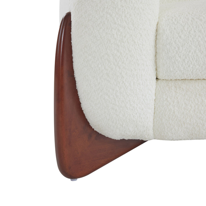 Harold Canape 3 places en bois de 82,75\" avec revetement boucle et sherpa, beige