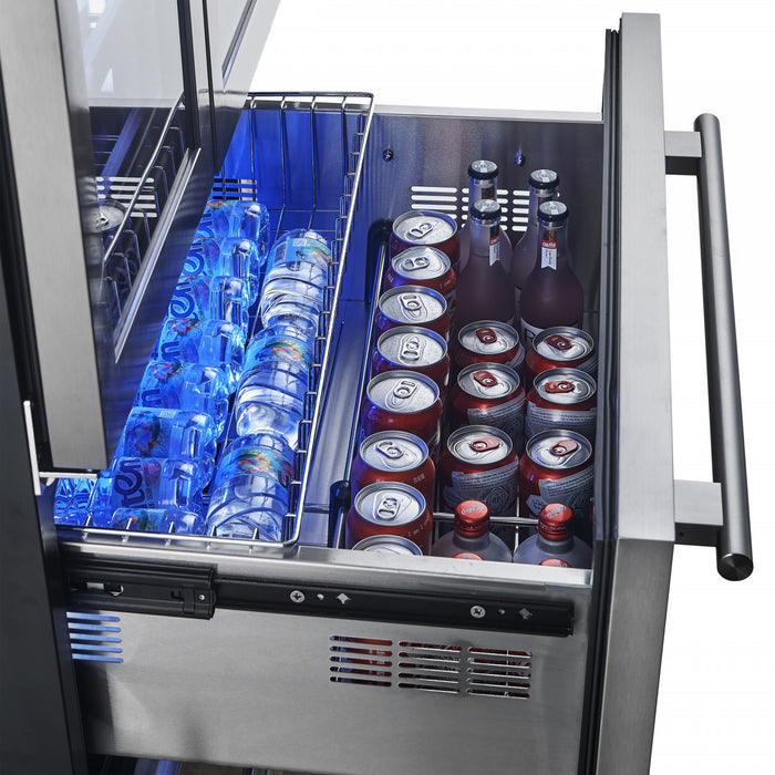 Refroidisseur a vin Campania de 32\" en acier inoxydable, double zone, 17,7 pi³ - FWCDR6635-32S
