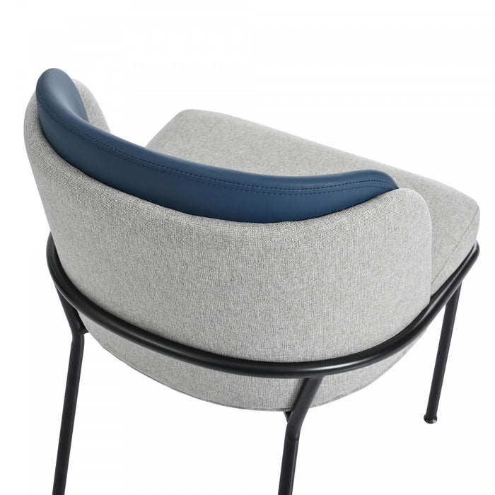 Olivia Ensemble de 2 chaises de salle a manger modernes avec pieds inclines et pieds reglables, bleu et gris