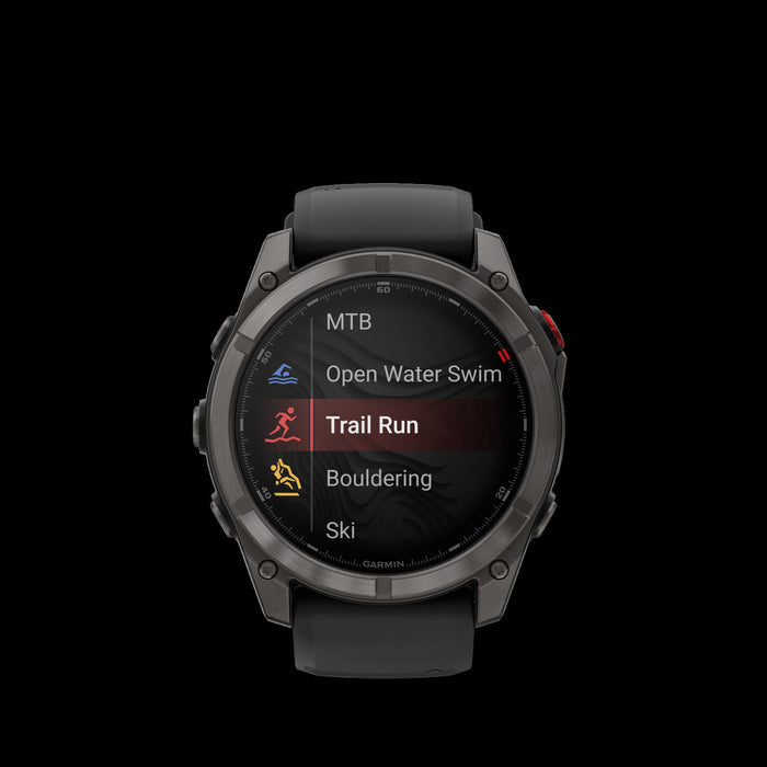 Montre intelligente Garmin Fenix 8 Pro 51 mm Carbon Adventure - Suivi exterieur, autonomie prolongee, navigation par carte, LTE LiveTrack, perte de vitesse de pas, alarme intelligente