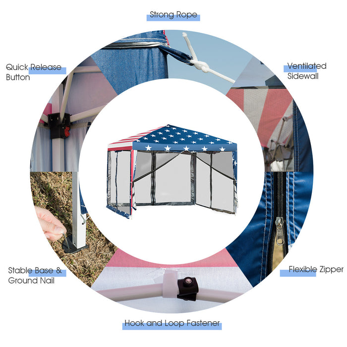 Costway 10’x10’ Fodling Pop Up Tente Gazebo Canopy Mesh Flanc