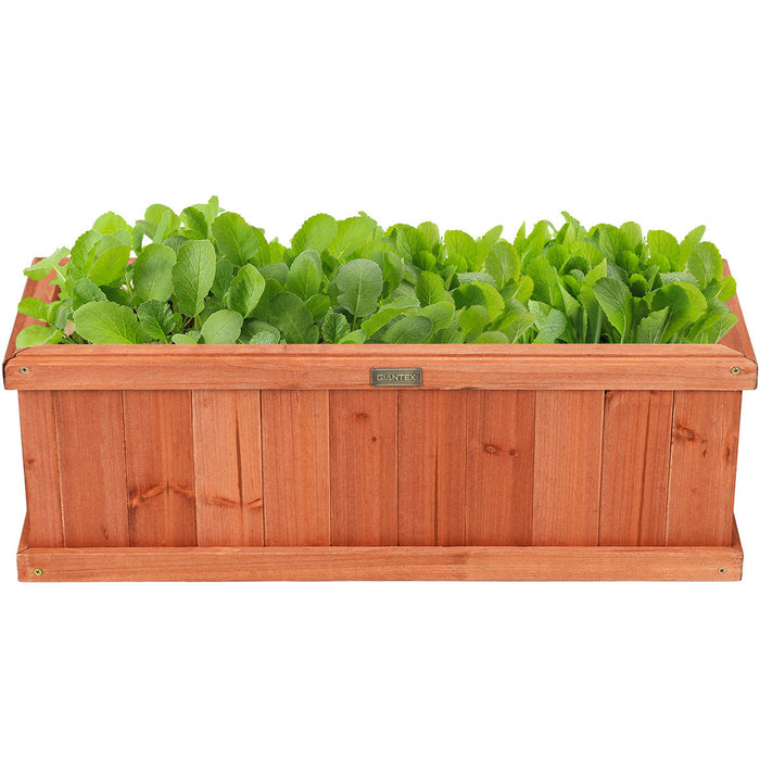 Jardiniere Decorative Rectangulaire En Bois Naturel De 36 Pouces Pour Jardin, Cour, Fenetre