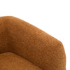 Tuxor Modern Upholstered Boucle Arm Chair with Tuxedo Design, Caramel, Walnut | Tuxor Fauteuil Moderne en Bouclette a Design Tuxedo, Caramel, Noyer