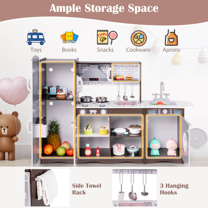 Costway Kids Kitchen Playset Avec Des Lumieres Et Des Sons Realistes