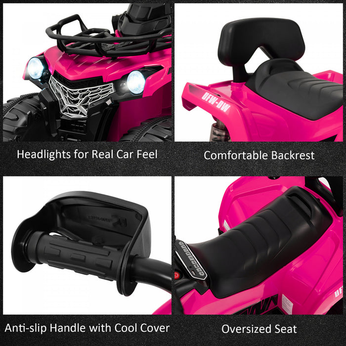 Costway 12v Enfants Rouler Sur Atv Electrique 4 Roues Quad 2 Vitesses W / Mp3 & Phares Rose