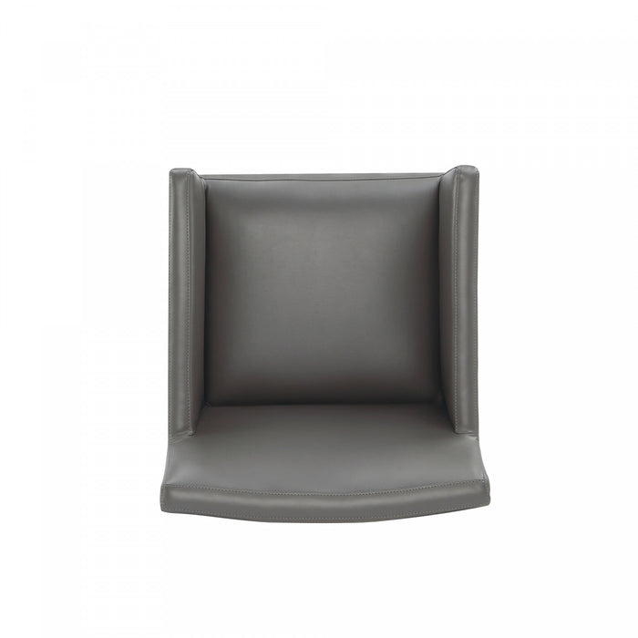 Fauteuil moderne en cuir vegetalien Anna Square en graphite - Lot de 2