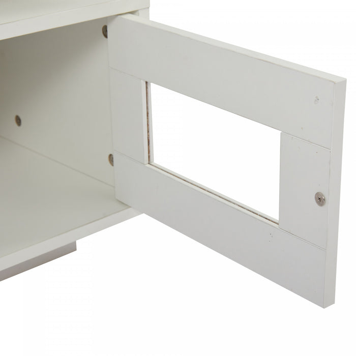 Lumina Table Basse Haute Brillance 39.3 po avec Lumieres LED, Port USB et Portes Transparentes, Blanc
