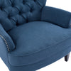 Arcadia Vintage-Inspired Lounge Chair with Nailhead Trim and Curved Backrest, Navy Blue | Arcadia Fauteuil de Salon d'Inspiration Vintage a Clous Decoratifs et Dossier Courbe, Bleu Marine