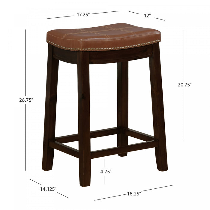 Tabouret Claridge de hauteur comptoir en similicuir et sans dossier - cognac