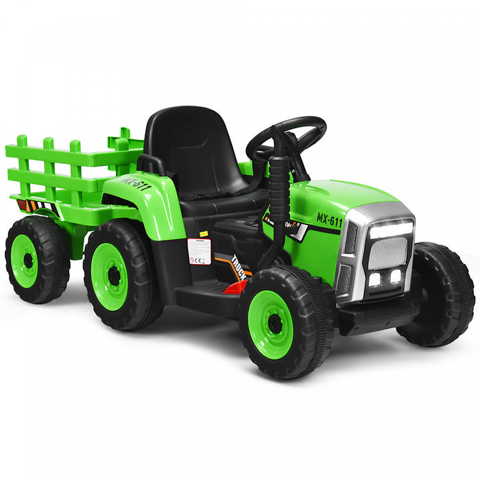 Costway Tracteur A Remorque Electrique 12v Avec Telecommande Et Lumieres Led