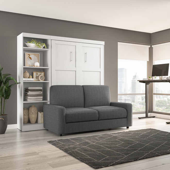 Lit double escamotable Pur de Bestar avec 10 tablettes et sofa - blanc