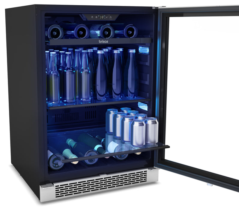 Refroidisseur à boissons Brisas par Zephyr de 24 po avec 1 zone pour 8 bouteilles - acier inoxydable - BBV24C01AG