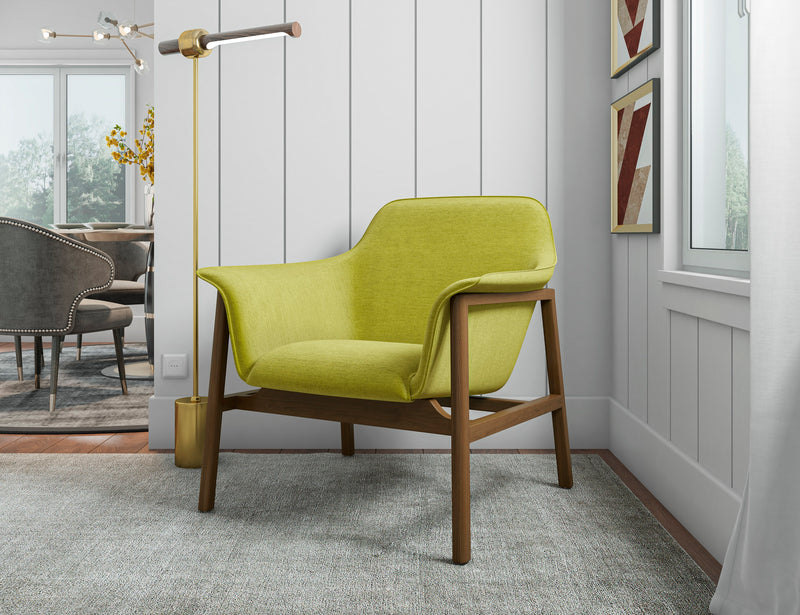 Fauteuil d’appoint Miller de Manhattan Comfort en lin tissé - vert et noyer