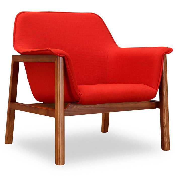 Fauteuil d’appoint Miller de Manhattan Comfort en lin tissé - Terra Cotta et noyer