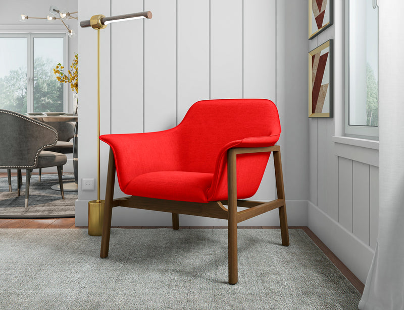 Fauteuil d’appoint Miller de Manhattan Comfort en lin tissé - Terra Cotta et noyer