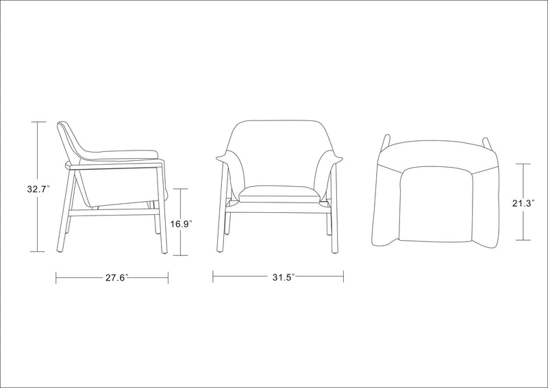 Fauteuil d’appoint Miller de Manhattan Comfort en lin tissé - Terra Cotta et noyer