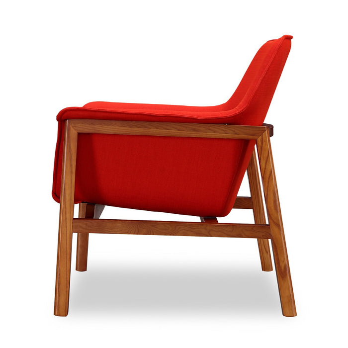 Fauteuil d’appoint Miller de Manhattan Comfort en lin tissé - Terra Cotta et noyer