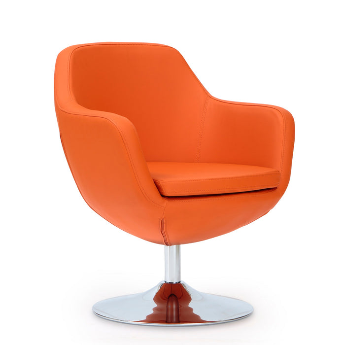 Fauteuil d’appoint pivotant Caisson de Manhattan Comfort en chrome poli et en similicuir - orange