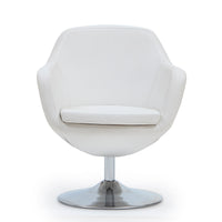 Fauteuil d’appoint pivotant Caisson de Manhattan Comfort en chrome poli et en similicuir - blanc