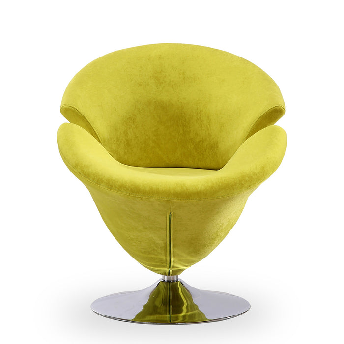 Fauteuil d’appoint pivotant Tulip de Manhattan Comfort en chrome poli et en velours - vert