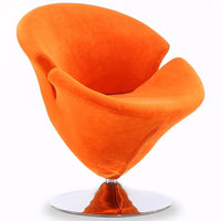 Fauteuil d’appoint pivotant Tulip de Manhattan Comfort en chrome poli et en velours - orange
