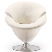Chaise d’appoint pivotante Tulip de Manhattan Comfort en chrome poli et en velours - blanche