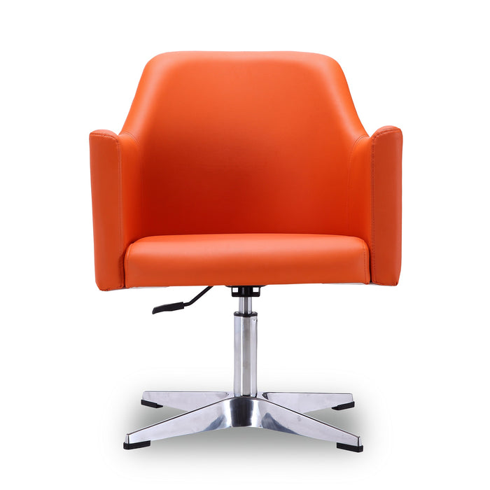 Chaise d’appoint pivotante Pelo de Manhattan Comfort à hauteur réglable en chrome poli et en similicuir - orange