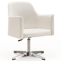 Chaise d’appoint pivotante Pelo de Manhattan Comfort à hauteur réglable en chrome poli et en similicuir - blanche
