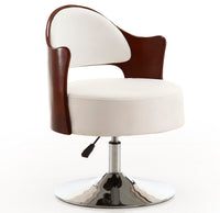 Fauteuil d’appoint pivotant Bopper de Manhattan Comfort à hauteur réglable en chrome poli et en similicuir - blanc