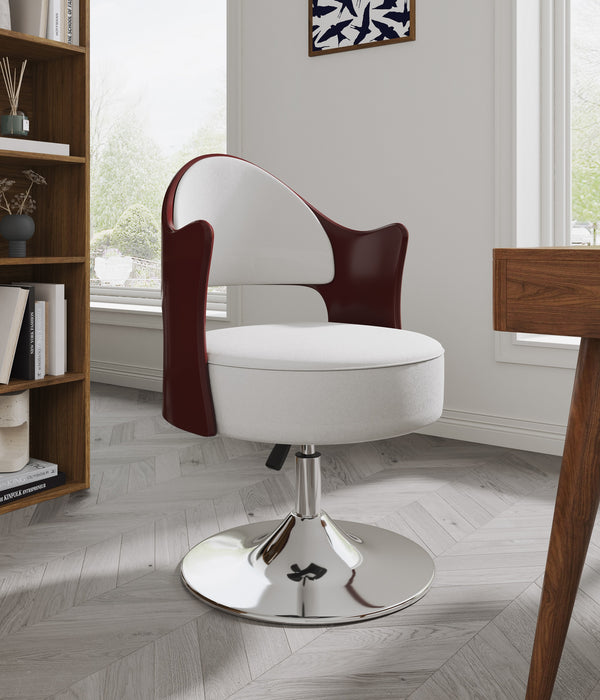 Fauteuil d’appoint pivotant Bopper de Manhattan Comfort à hauteur réglable en chrome poli et en similicuir - blanc