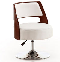 Chaise d’appoint pivotante Salon de Manhattan Comfort à hauteur réglable en chrome poli et en similicuir - blanche