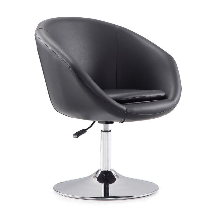 Chaise d’appoint Hopper de Manhattan Comfort à hauteur réglable en chrome poli et en similicuir - noire