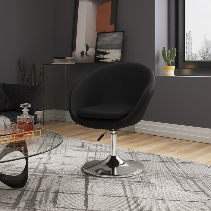 Chaise d’appoint Hopper de Manhattan Comfort à hauteur réglable en chrome poli et en similicuir - noire